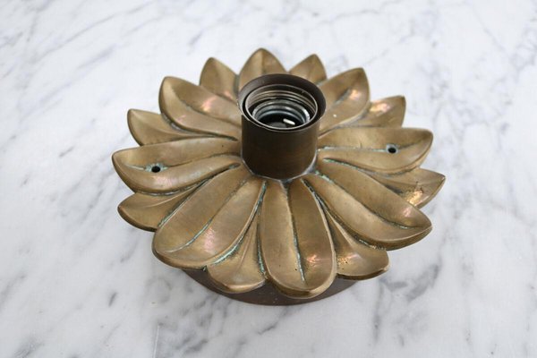 Hollywood Regency Brass Flower Wall Lamp, 1960s-FJP-1771636