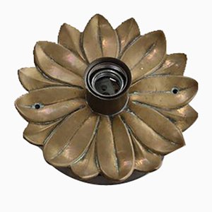 Hollywood Regency Brass Flower Wall Lamp, 1960s-FJP-1771636