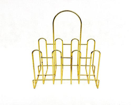 Hollywood Regency Brass Magazine Rack, 1970s-ZCY-1746372