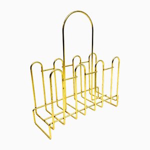 Hollywood Regency Brass Magazine Rack, 1970s-ZCY-1746372