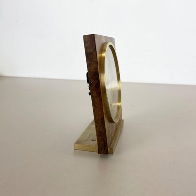 Hollywood Regency Brass & Walnut Table Clock from Kienzle, Germany, 1960s-QZ-1053196