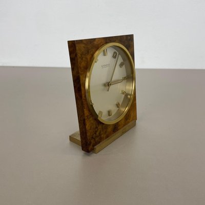 Hollywood Regency Brass & Walnut Table Clock from Kienzle, Germany, 1960s-QZ-1053196