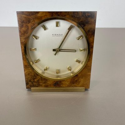 Hollywood Regency Brass & Walnut Table Clock from Kienzle, Germany, 1960s-QZ-1053196