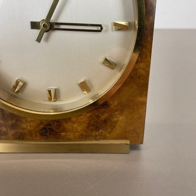 Hollywood Regency Brass & Walnut Table Clock from Kienzle, Germany, 1960s-QZ-1053196