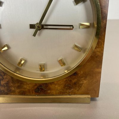 Hollywood Regency Brass & Walnut Table Clock from Kienzle, Germany, 1960s-QZ-1053196