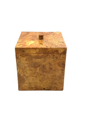 Hollywood Regency Burl Wood and Brass Ice Bucket, Italy, 1970s-TXN-1806963