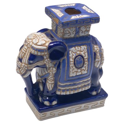 Hollywood Regency Chinese Blue Elephant Garden Plant Stand-UR-1320847