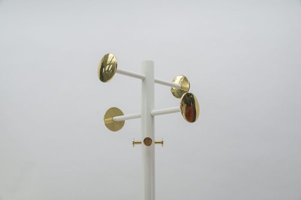 Hollywood Regency Coat Rack in White & Gold, 1960s-KQB-1060844