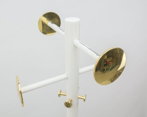 Hollywood Regency Coat Rack in White & Gold, 1960s-KQB-1060844