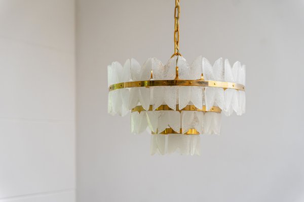 Hollywood Regency Corina Chandelier in Iceglass and Brass from Kalmar Franken, 1960s-AO-2028383