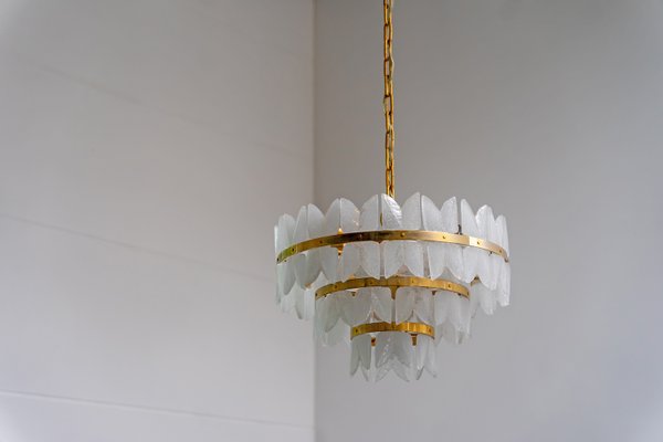 Hollywood Regency Corina Chandelier in Iceglass and Brass from Kalmar Franken, 1960s-AO-2028383