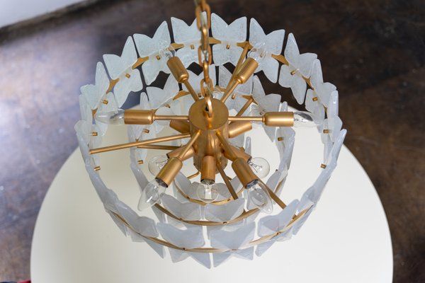 Hollywood Regency Corina Chandelier in Iceglass and Brass from Kalmar Franken, 1960s-AO-2028383