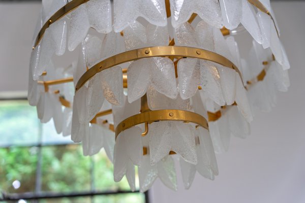 Hollywood Regency Corina Chandelier in Iceglass and Brass from Kalmar Franken, 1960s-AO-2028383