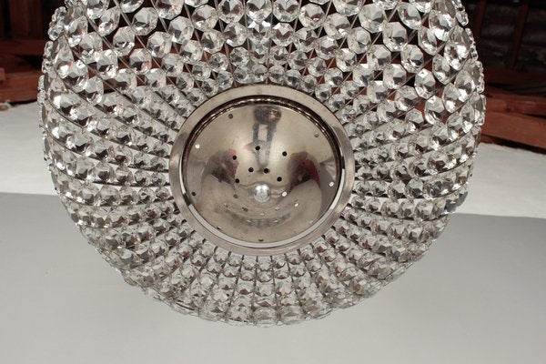 Hollywood Regency Crystal Glass and Chrome Chandelier, 1960s-DUM-1732250