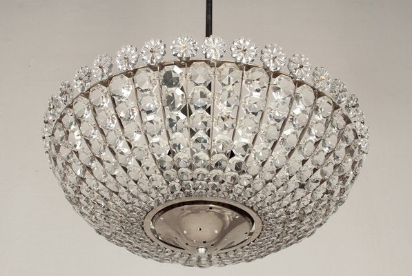 Hollywood Regency Crystal Glass and Chrome Chandelier, 1960s-DUM-1732250