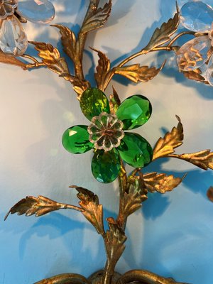 Hollywood Regency Crystal Glass Flower Wall Light from Maison Baguès, 1960-UWS-2036564