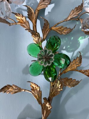 Hollywood Regency Crystal Glass Flower Wall Light from Maison Baguès, 1960-UWS-2036564