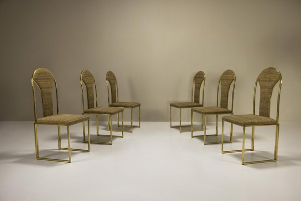 Hollywood Regency Dining Chairs from Belgo Chrom, Belgium, 1970s, Set of 6-UQV-1779621