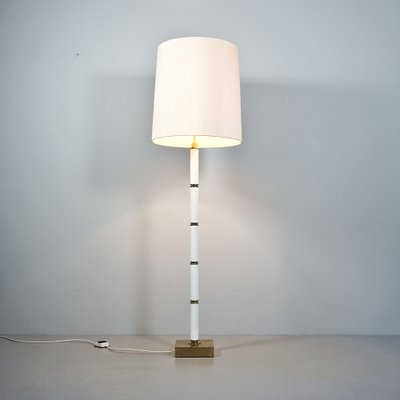 Hollywood Regency Floor Lamp in White with Brass, 1970s-RST-1233547