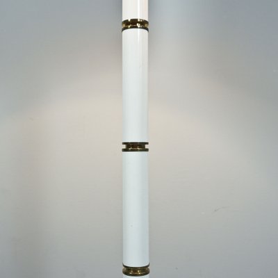 Hollywood Regency Floor Lamp in White with Brass, 1970s-RST-1233547