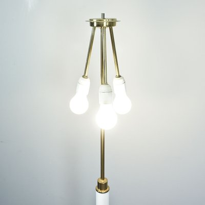 Hollywood Regency Floor Lamp in White with Brass, 1970s-RST-1233547