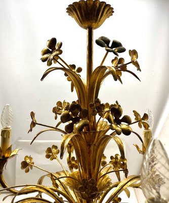 Hollywood Regency Floral Metal Chandelier, 1930s-MJY-1723561