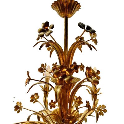 Hollywood Regency Floral Metal Chandelier, 1930s-MJY-1723561