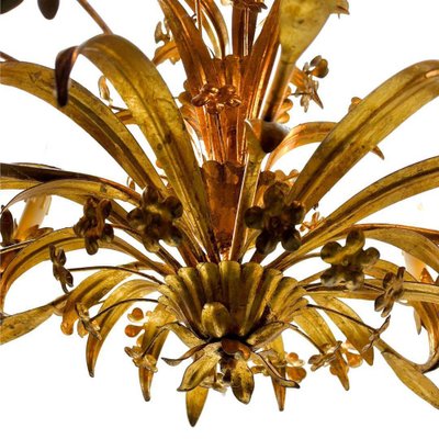 Hollywood Regency Floral Metal Chandelier, 1930s-MJY-1723561