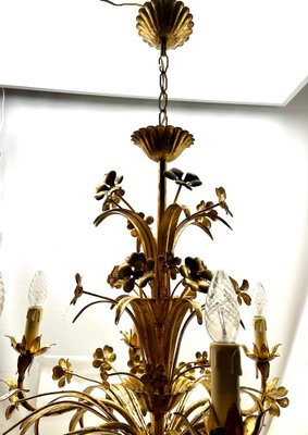 Hollywood Regency Floral Metal Chandelier, 1930s-MJY-1723561