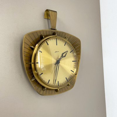 Hollywood Regency German Brass Wall Clock from Atlanta Kienzle, 1950s-QZ-1290483