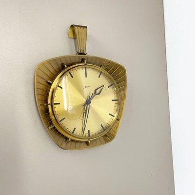 Hollywood Regency German Brass Wall Clock from Atlanta Kienzle, 1950s-QZ-1290483