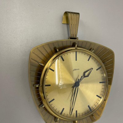 Hollywood Regency German Brass Wall Clock from Atlanta Kienzle, 1950s-QZ-1290483