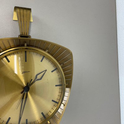 Hollywood Regency German Brass Wall Clock from Atlanta Kienzle, 1950s-QZ-1290483