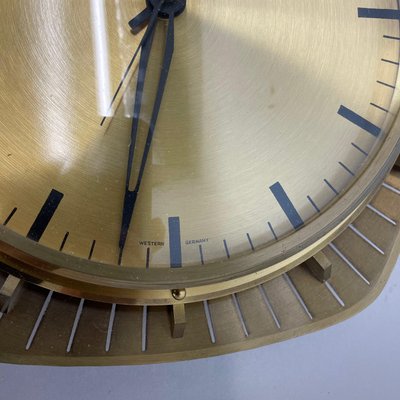 Hollywood Regency German Brass Wall Clock from Atlanta Kienzle, 1950s-QZ-1290483