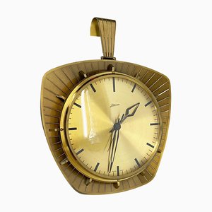 Hollywood Regency German Brass Wall Clock from Atlanta Kienzle, 1950s-QZ-1290483