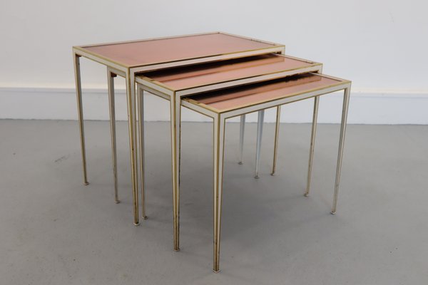 Hollywood Regency Gilded Nesting Tables from Vereinigte Werkstätten, 1950s, Set of 3-JWH-956303