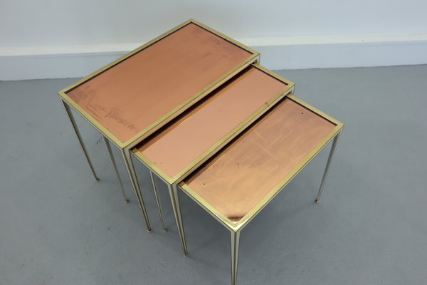 Hollywood Regency Gilded Nesting Tables from Vereinigte Werkstätten, 1950s, Set of 3-JWH-956303