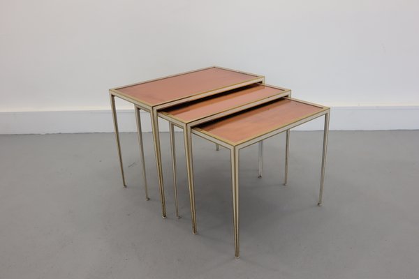 Hollywood Regency Gilded Nesting Tables from Vereinigte Werkstätten, 1950s, Set of 3-JWH-956303