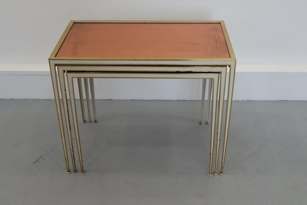 Hollywood Regency Gilded Nesting Tables from Vereinigte Werkstätten, 1950s, Set of 3-JWH-956303