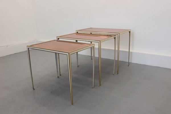 Hollywood Regency Gilded Nesting Tables from Vereinigte Werkstätten, 1950s, Set of 3-JWH-956303