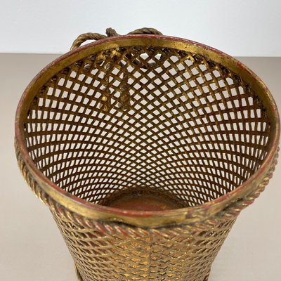 Hollywood Regency Gilded Waste Paper Basket by Li Puma, 1950s-QZ-1814036