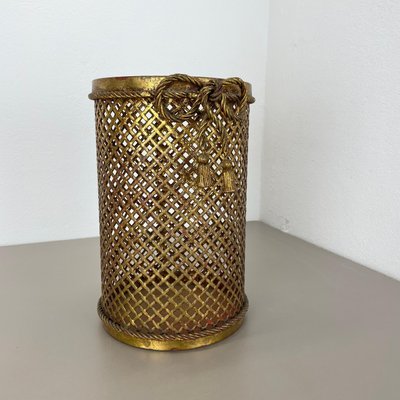 Hollywood Regency Gilded Waste Paper Basket by Li Puma, 1950s-QZ-1814036