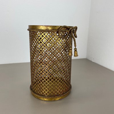 Hollywood Regency Gilded Waste Paper Basket by Li Puma, 1950s-QZ-1814036