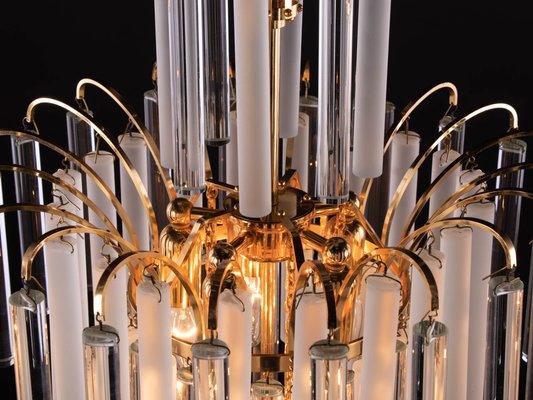 Hollywood Regency Gilt Brass and Crystal Chandelier by Christoph Palme for Palwa, 1960s-DEK-548014