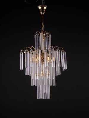 Hollywood Regency Gilt Brass and Crystal Chandelier by Christoph Palme for Palwa, 1960s-DEK-548014