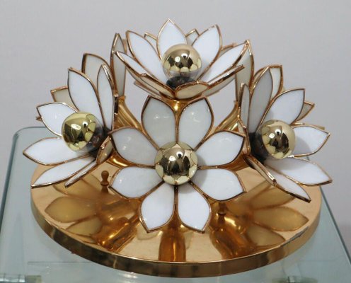 Hollywood Regency Gold-plated Flower Ceiling Lamp, 1970s-ESB-1376725