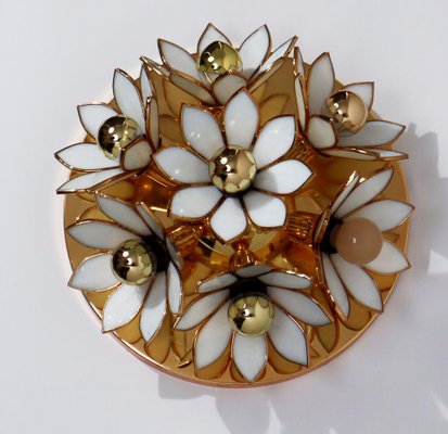 Hollywood Regency Gold-plated Flower Ceiling Lamp, 1970s-ESB-1376725