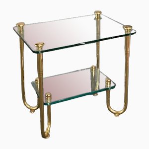 Hollywood Regency Gold Plated & Glass Side Table, 1980s-OLQ-1720348