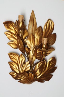 Hollywood Regency Golden Leaf Wall Lamp, 1960s-ESB-1376732