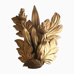 Hollywood Regency Golden Leaf Wall Lamp, 1960s-ESB-1376732